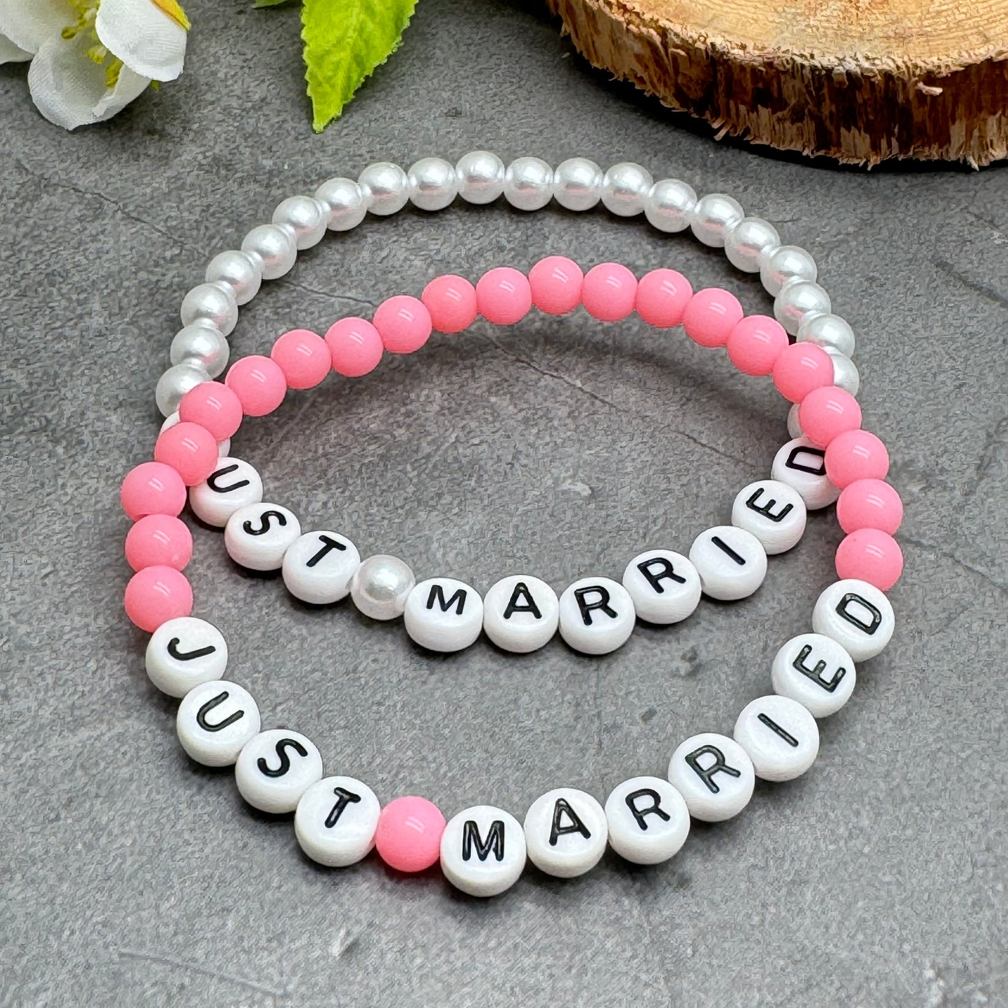 JUST MARRIED Message Bracelet - Acrylic Letter Beads
