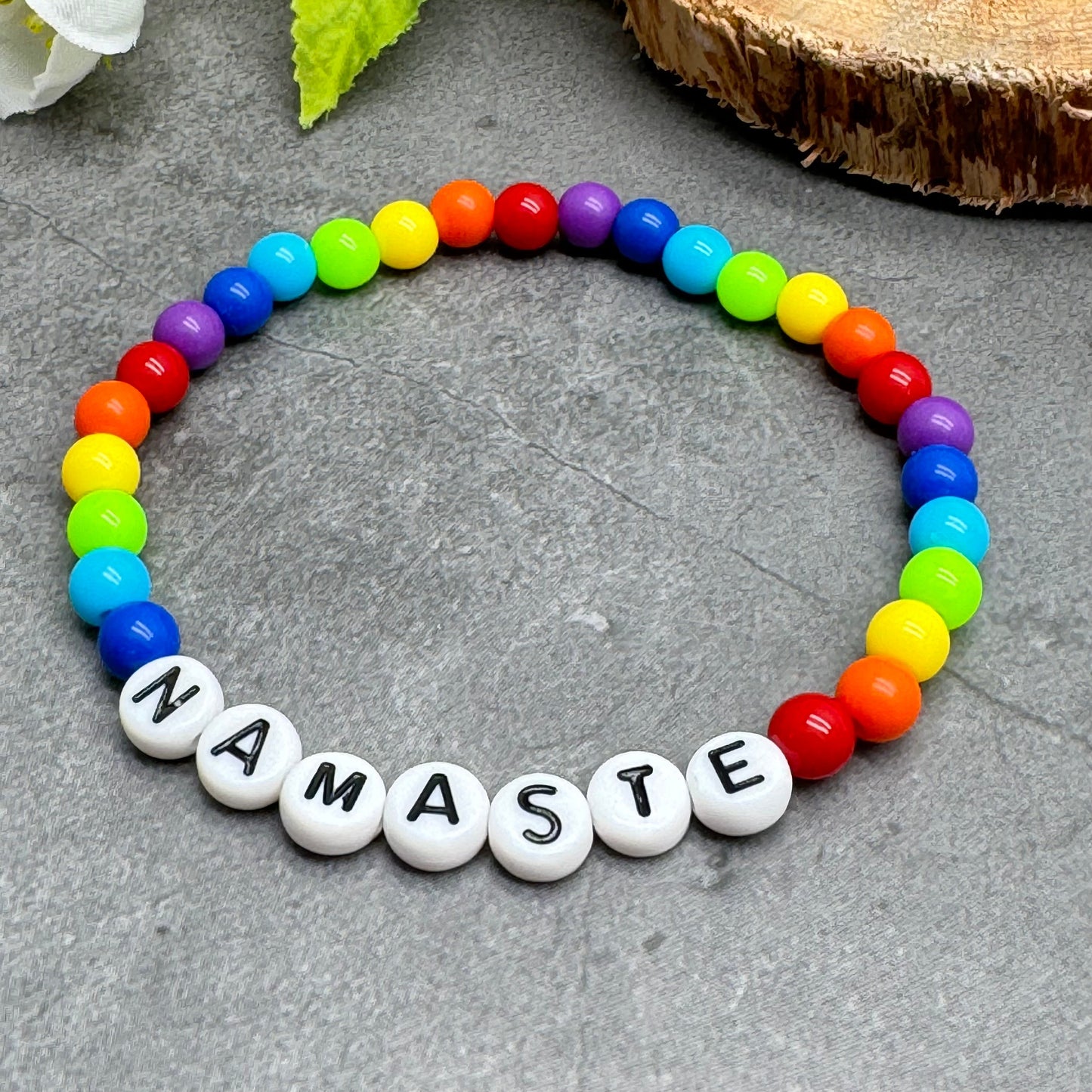 NAMASTE Inspirational Bracelet - Acrylic Letter Beads