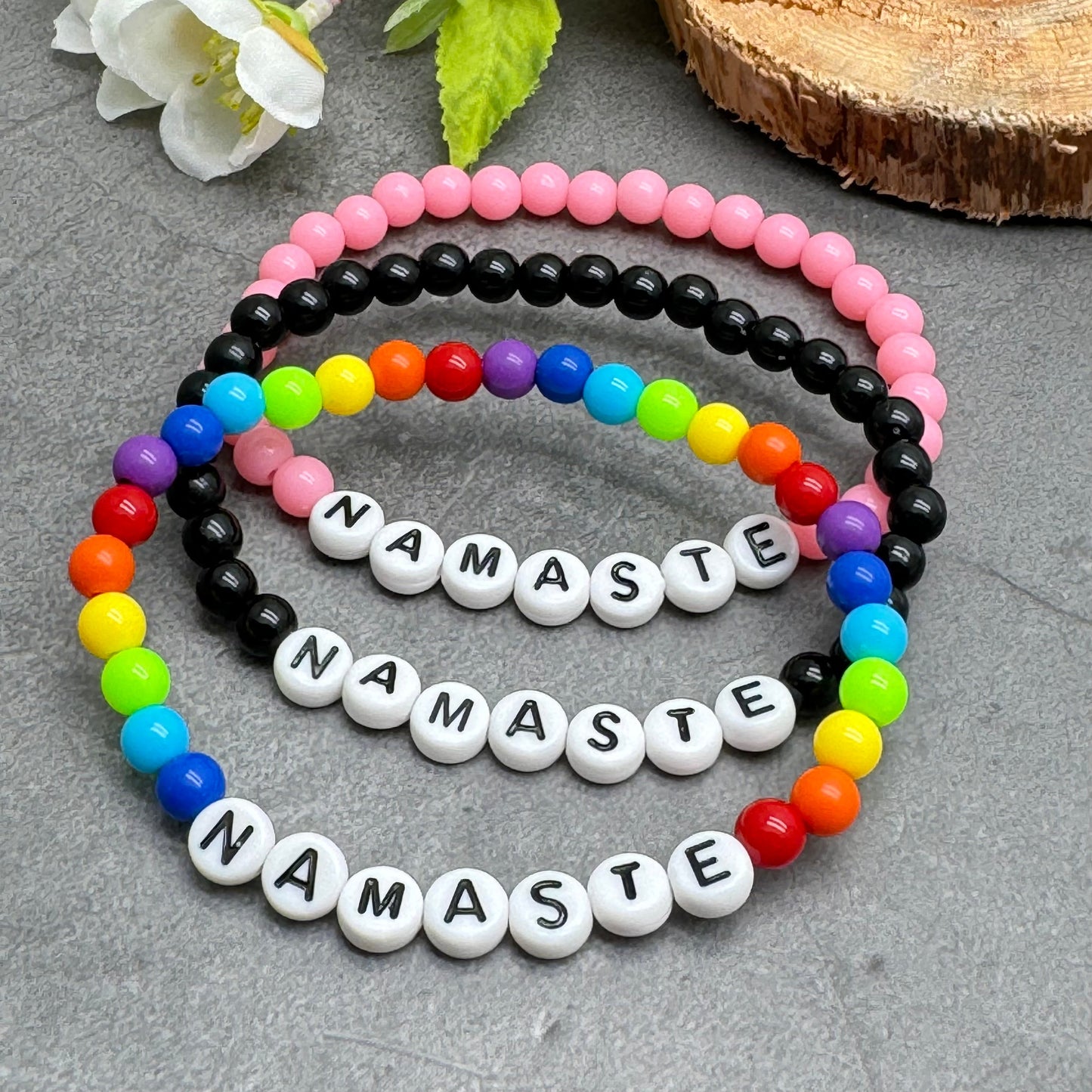 NAMASTE Inspirational Bracelet - Acrylic Letter Beads