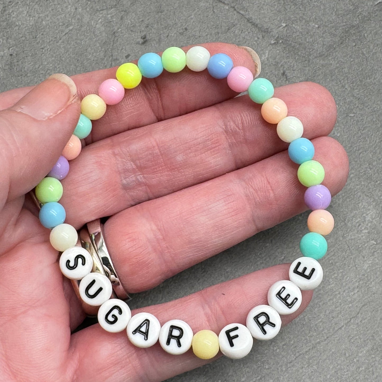 SUGAR FREE Awareness Bracelet - Acrylic Letter Beads