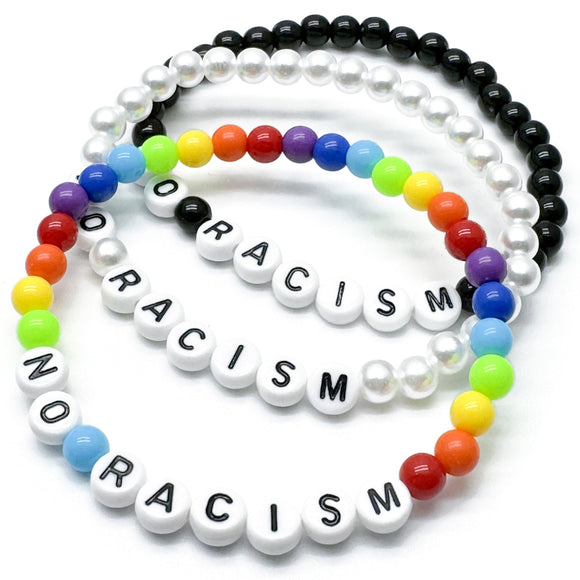 NO RACISM Acrylic Letter Bead Bracelet