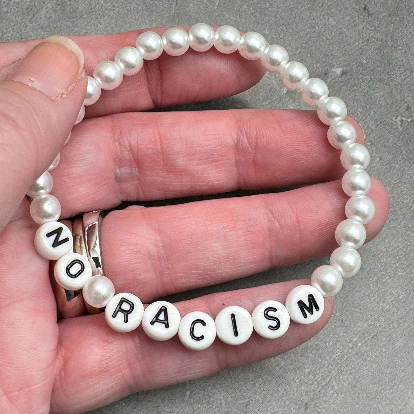 NO RACISM Message Bracelet - Acrylic Letter Beads
