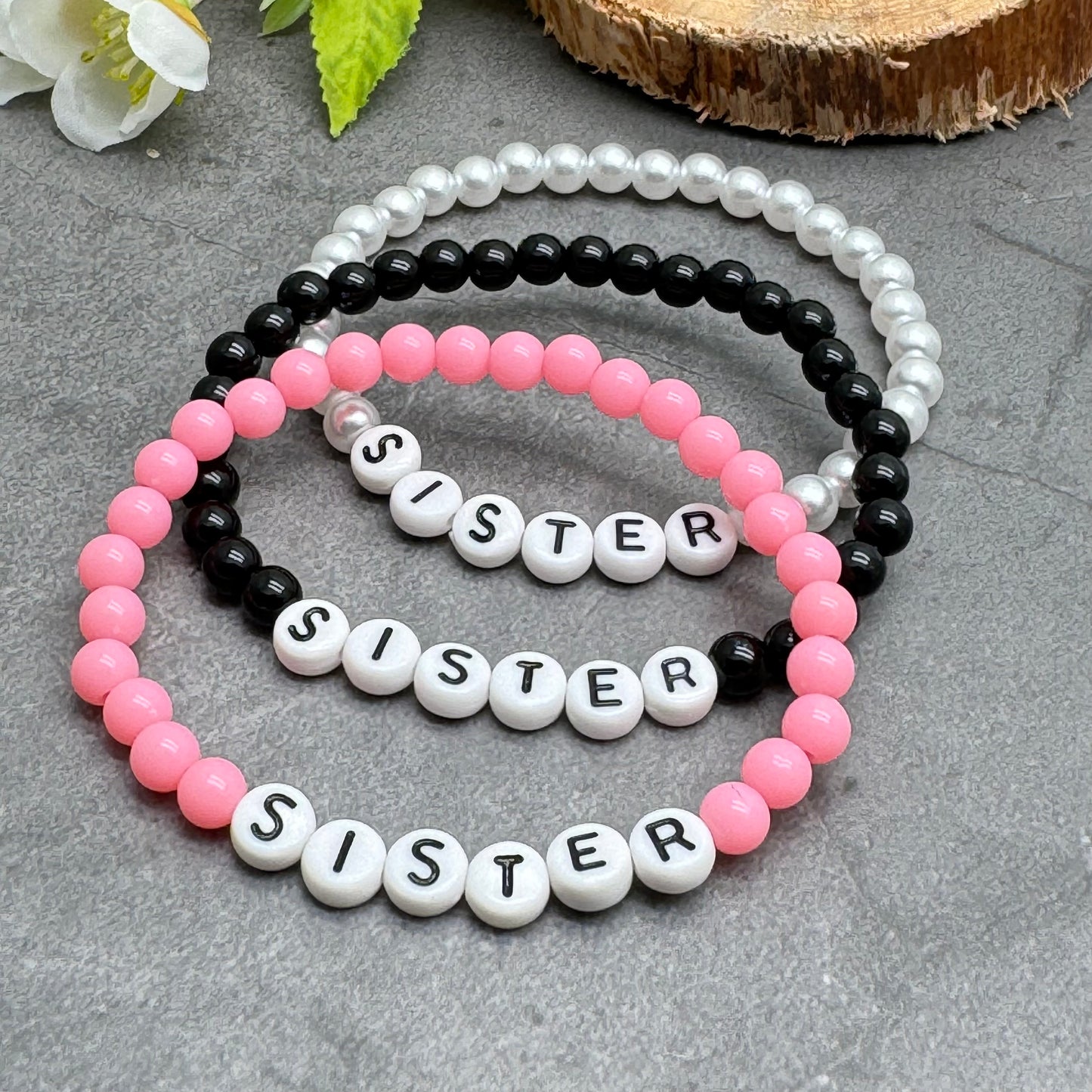 SISTER Message Bracelet - Acrylic Letter Beads