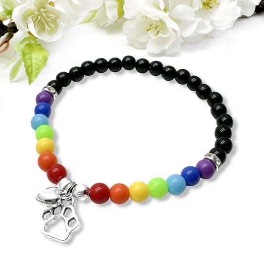 Rainbow Bridge Bracelet Heart and Paw Charm