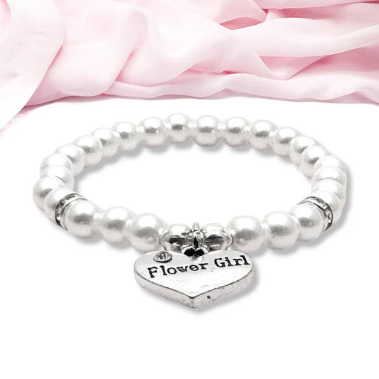 Flower Girl Charm Pearly Bracelet