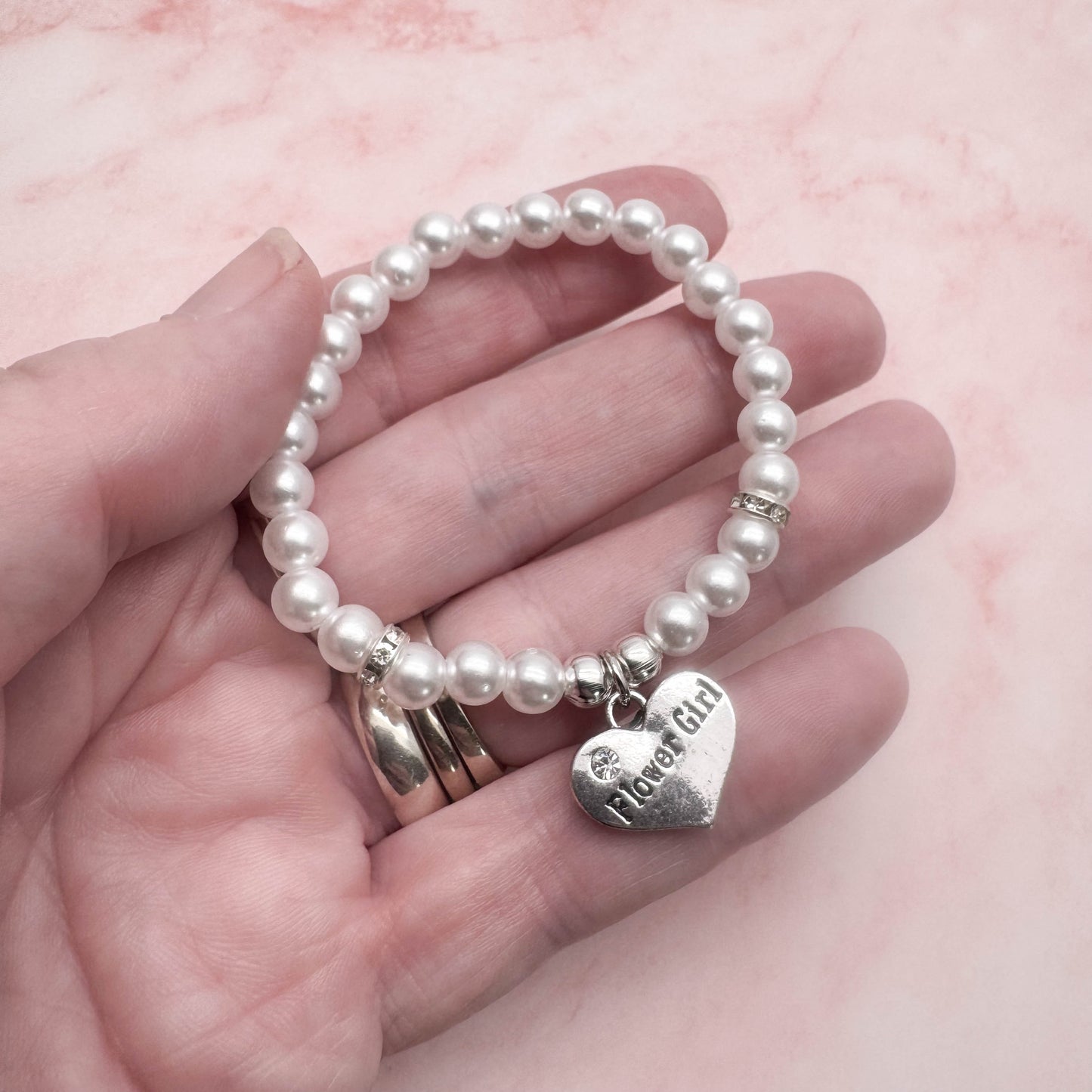 Flower Girl Charm Pearly Bracelet
