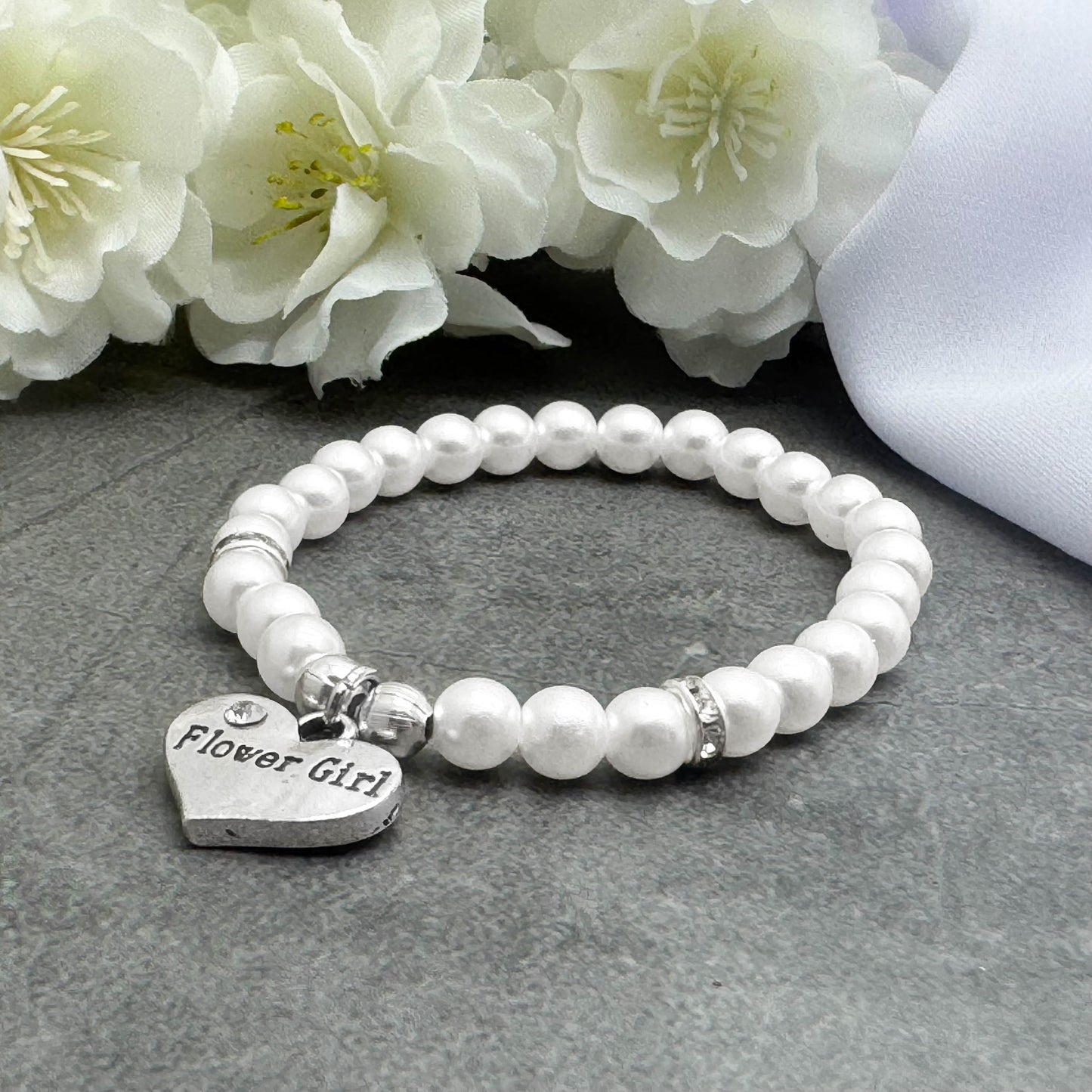 Flower Girl Charm Pearly Bracelet