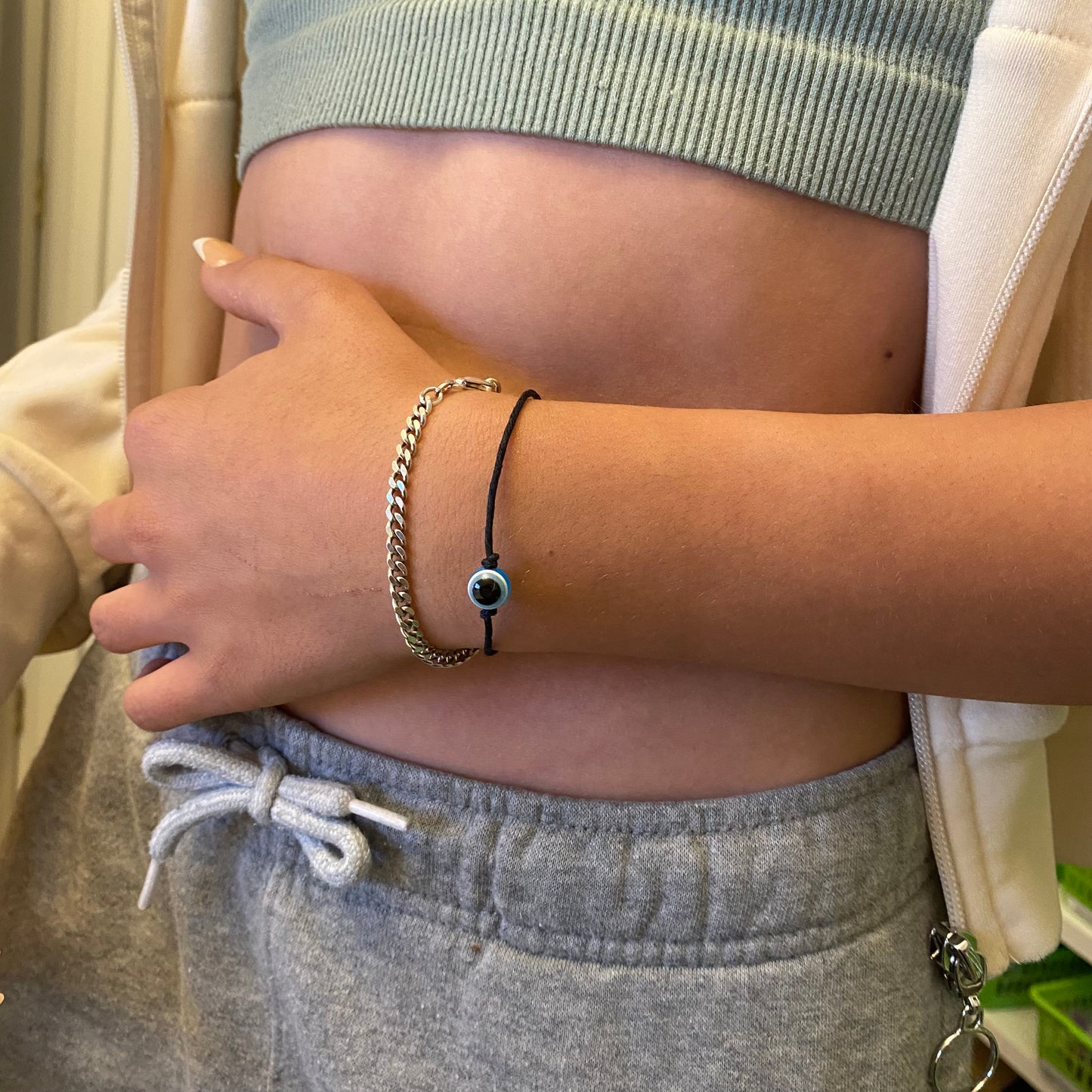 Evil Eye Charm Bead Hemp Wish Bracelet - Colour Choice