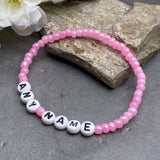 PERSONALISED Bead Bracelet - Baby Pink Seed Beads
