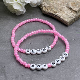 PERSONALISED Bead Bracelet - Baby Pink Seed Beads