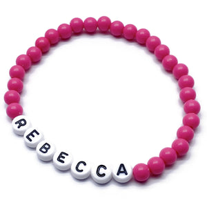 PERSONALISED Bead Bracelet - Hot Pink Acrylic