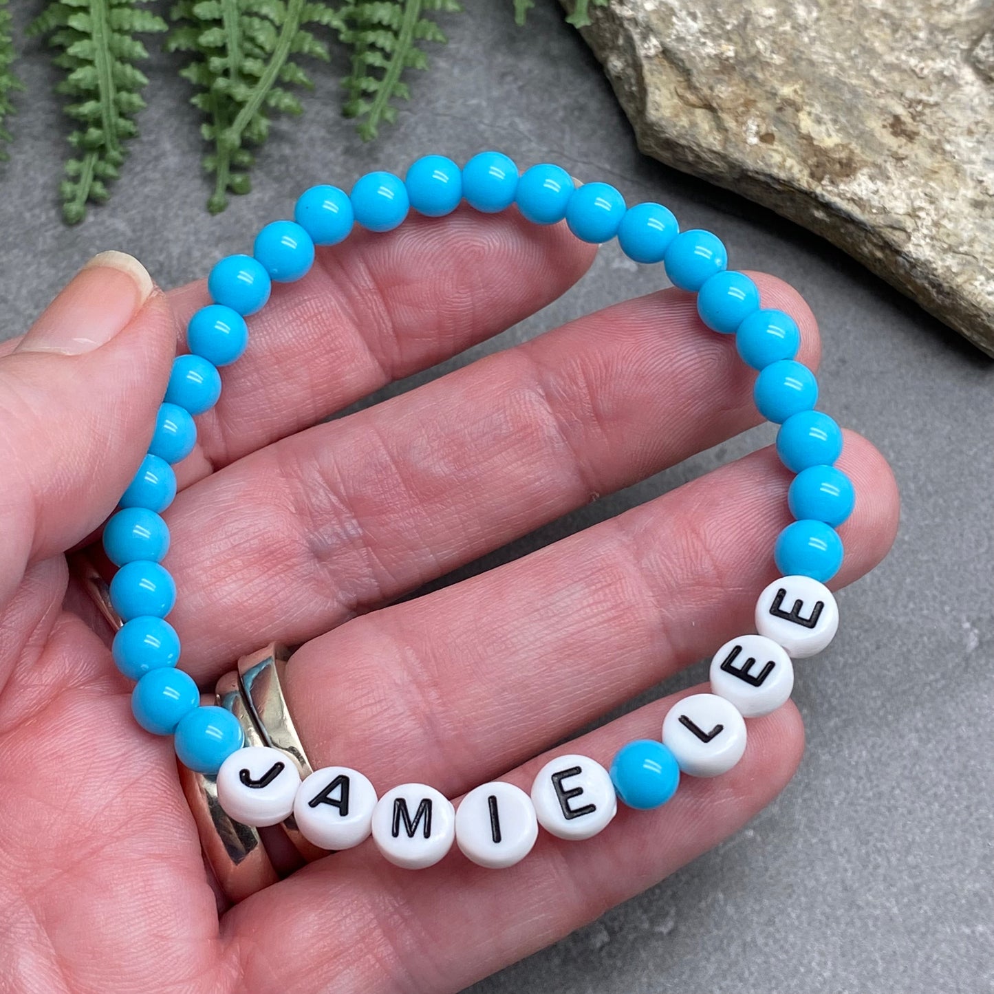 PERSONALISED Bead Bracelet - Sky Blue Acrylic