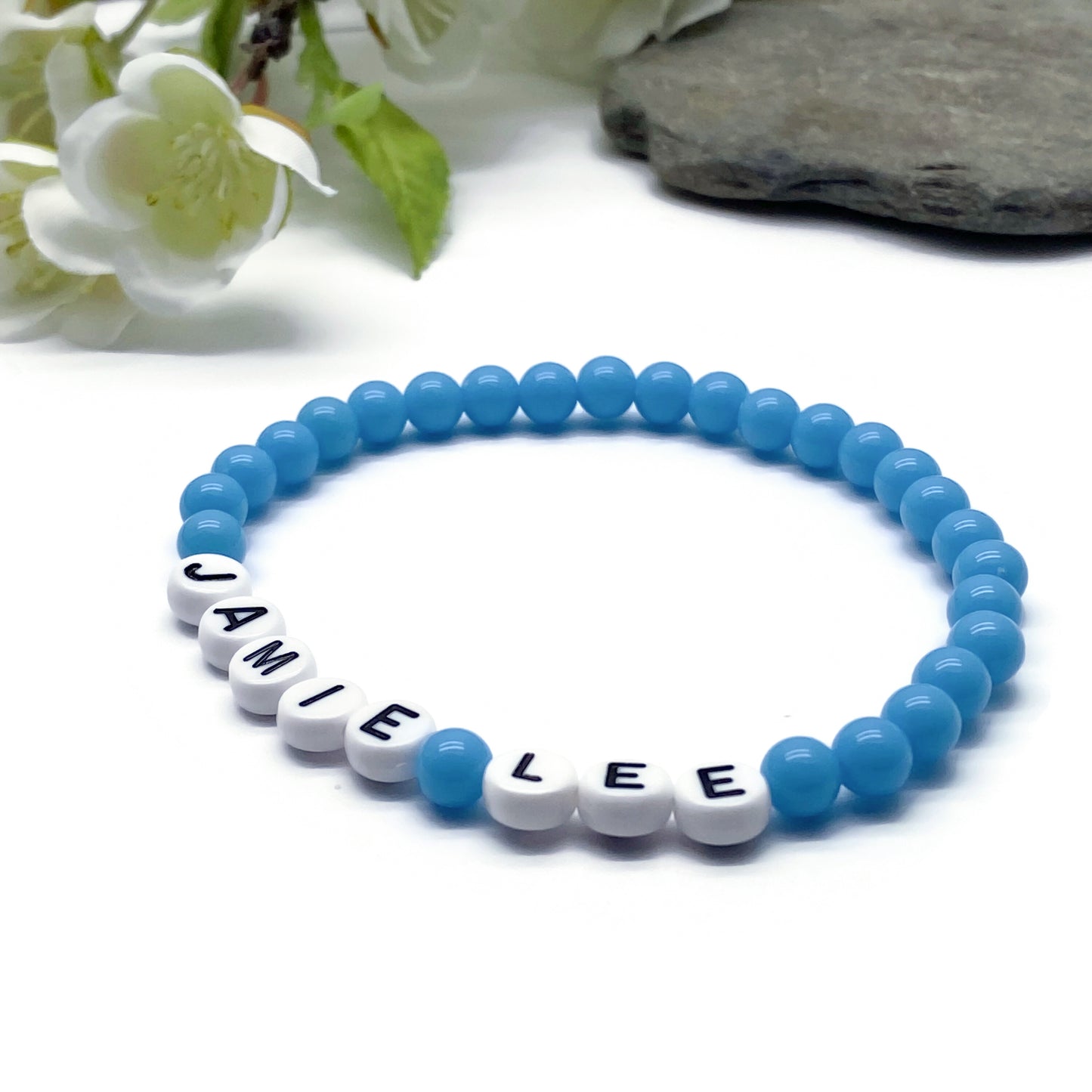 PERSONALISED Bead Bracelet - Sky Blue Acrylic