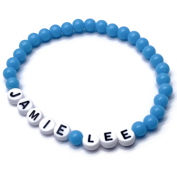 PERSONALISED Bead Bracelet - Sky Blue Acrylic