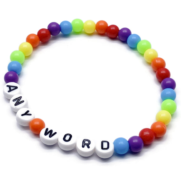 PERSONALISED Bead Bracelet - LGBT Rainbow Acrylic