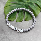 PERSONALISED Bead Bracelet - Light Grey Acrylic