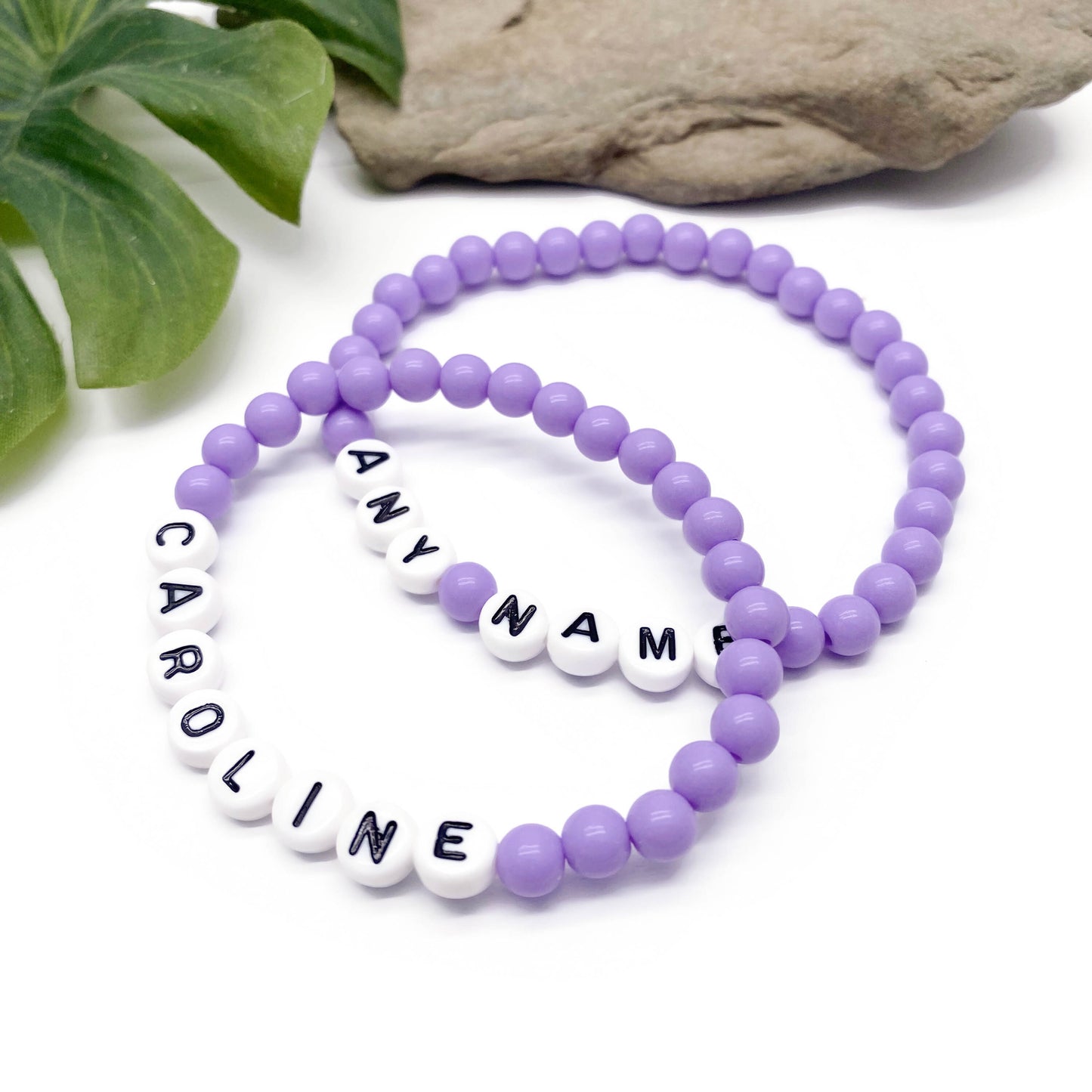 PERSONALISED Bead Bracelet - Lilac Acrylic Beads