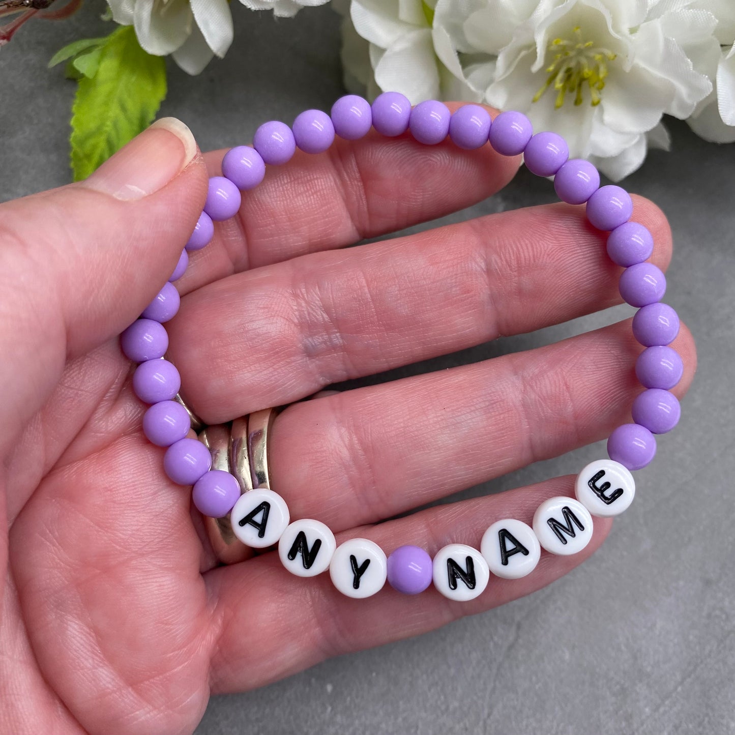 PERSONALISED Bead Bracelet - Lilac Acrylic Beads
