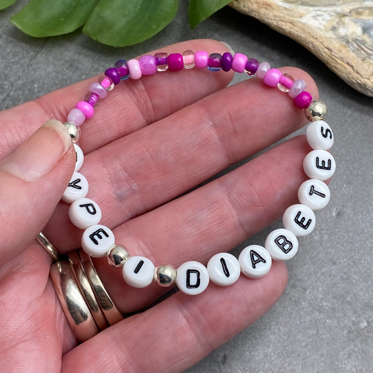 TYPE 1 DIABETES Medical Alert Bracelet - Glass Seed Beads