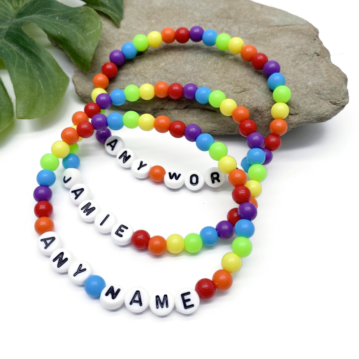 PERSONALISED Bead Bracelet - LGBT Rainbow Acrylic
