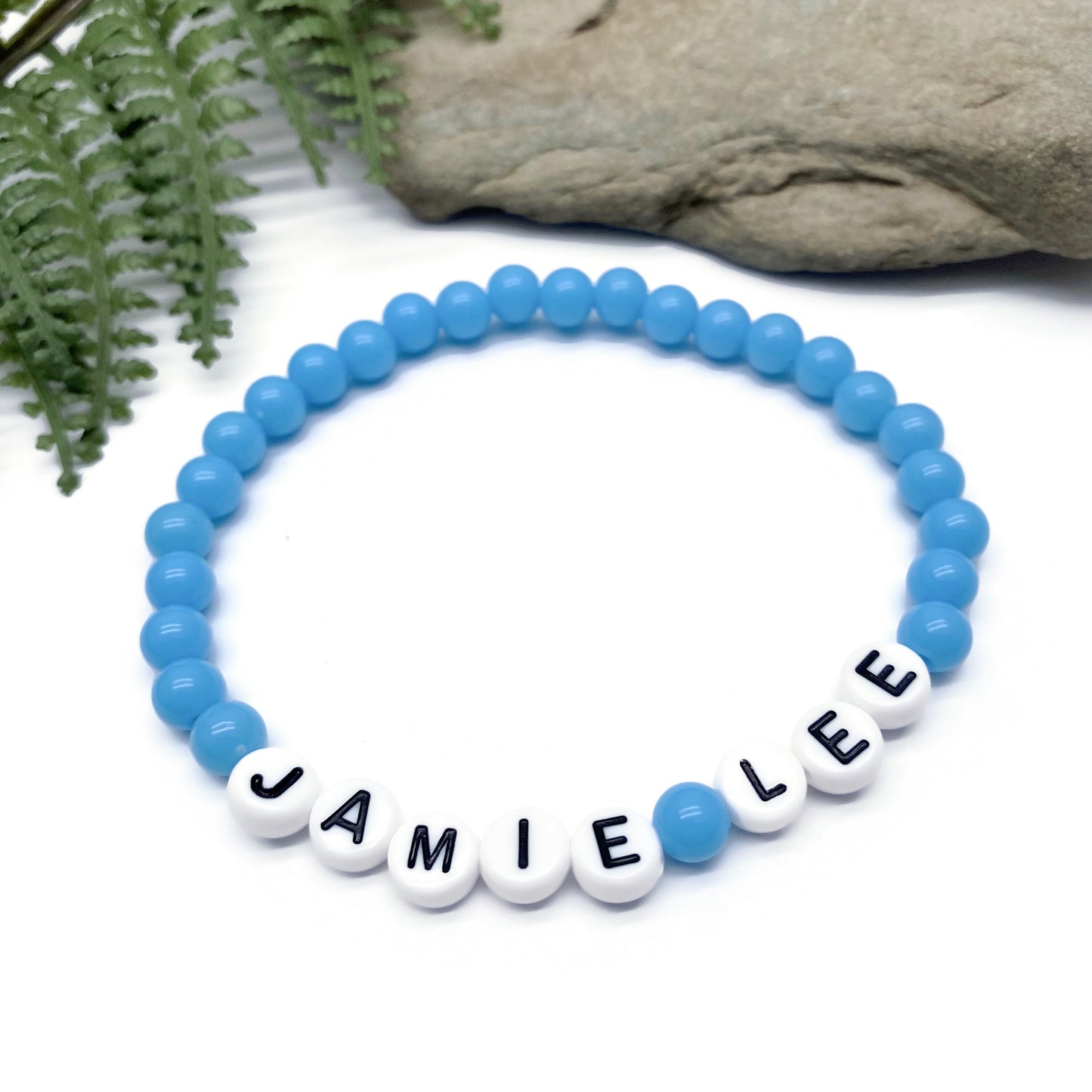 PERSONALISED Bead Bracelet - Sky Blue Acrylic