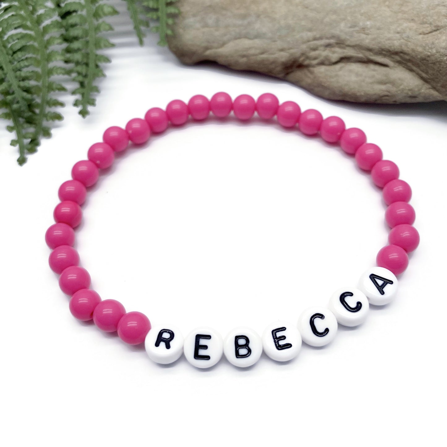 PERSONALISED Bead Bracelet - Hot Pink Acrylic
