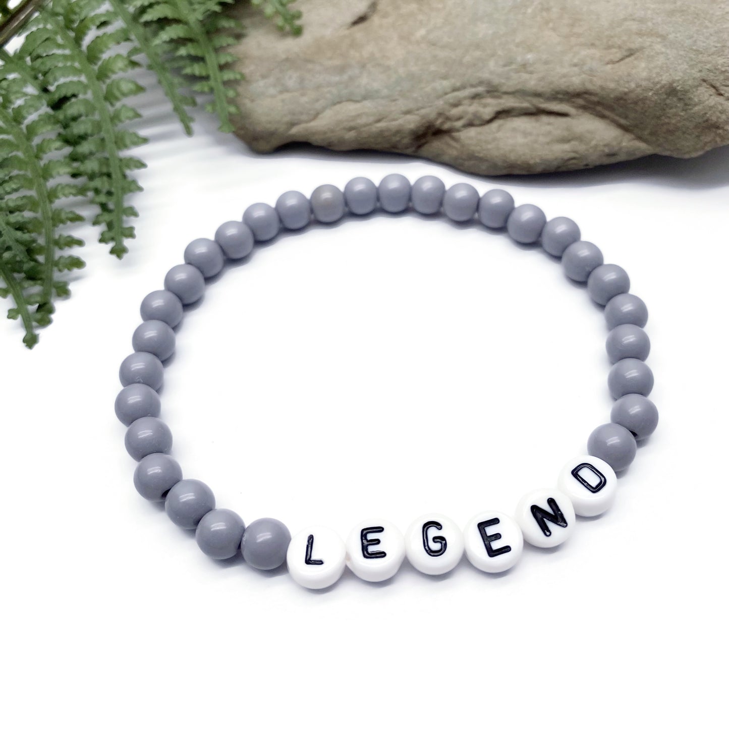 PERSONALISED Bead Bracelet - Light Grey Acrylic