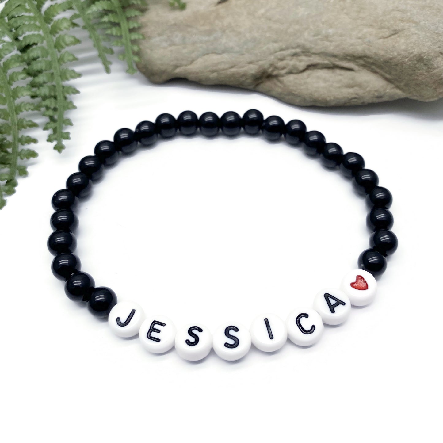 PERSONALISED Bead Bracelet - Black Acrylic Beads