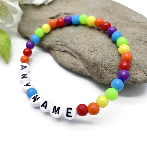 PERSONALISED Bead Bracelet - LGBT Rainbow Acrylic