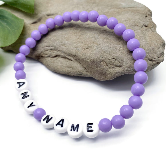 PERSONALISED Bead Bracelet - Lilac Acrylic Beads