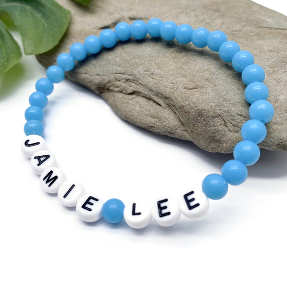 PERSONALISED Bead Bracelet - Sky Blue Acrylic