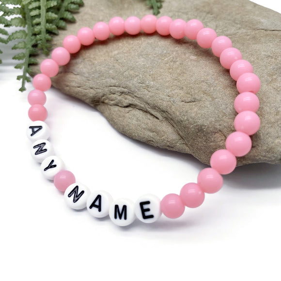 PERSONALISED Bead Bracelet - Baby Pink Acrylic