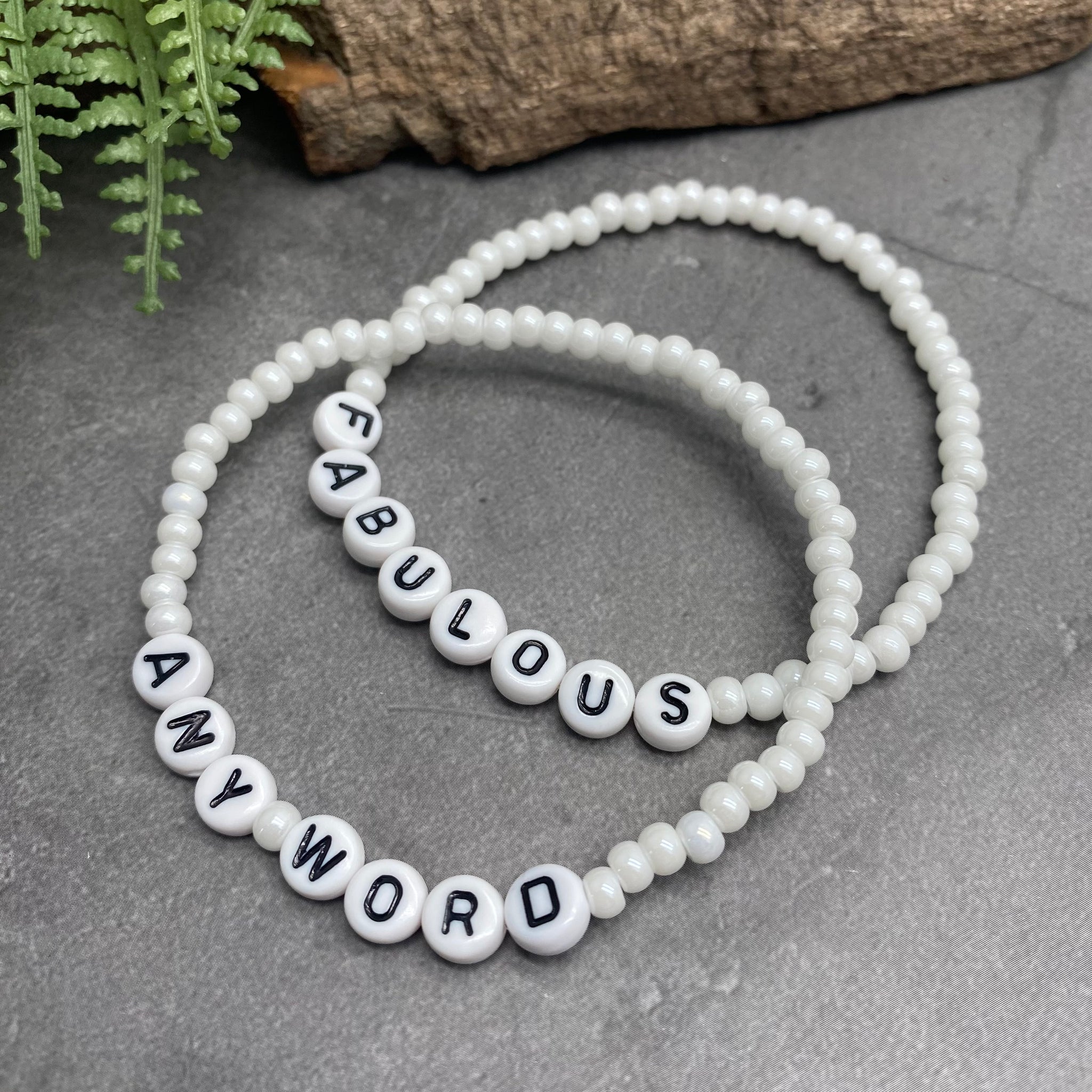 Personalised Bead Bracelet - White Seed Beads – Vilda Jewellery