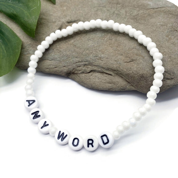 PERSONALISED Bead Bracelet - White Seed Beads