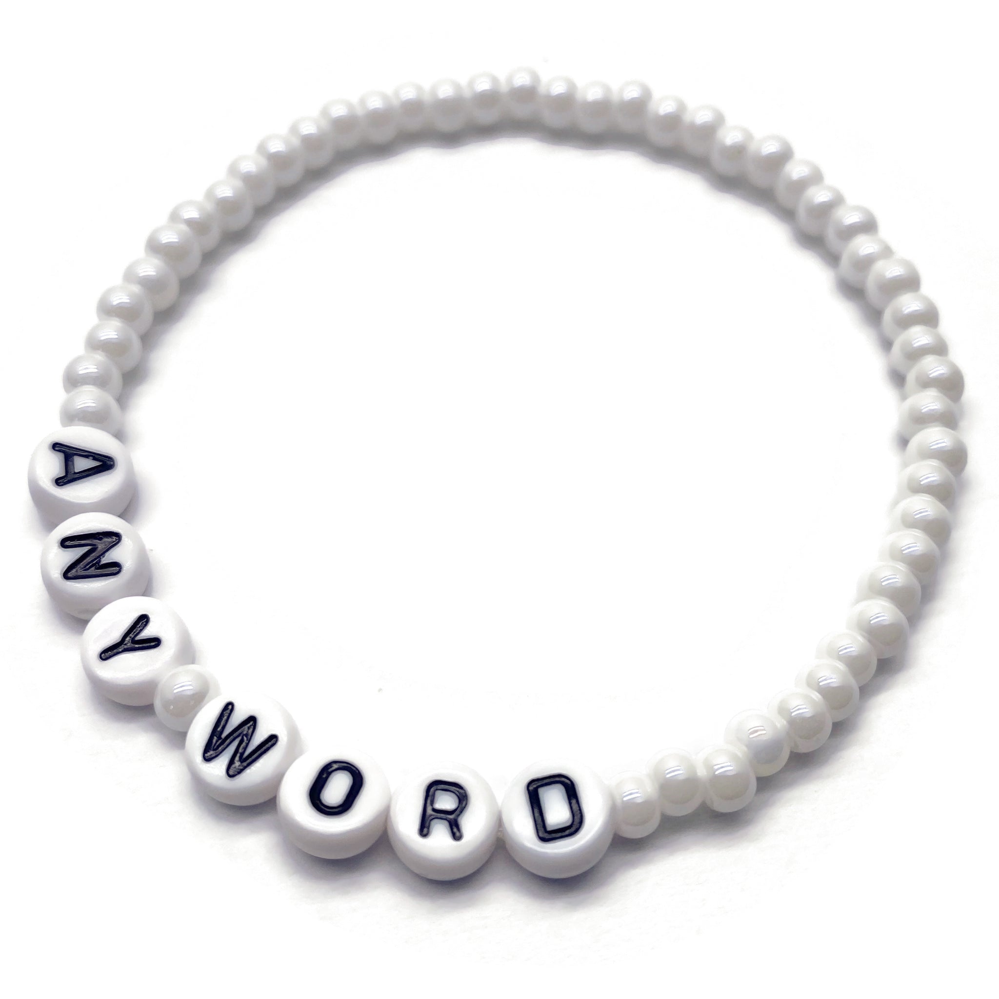 Personalised Bead Bracelet - White Seed Beads – Vilda Jewellery