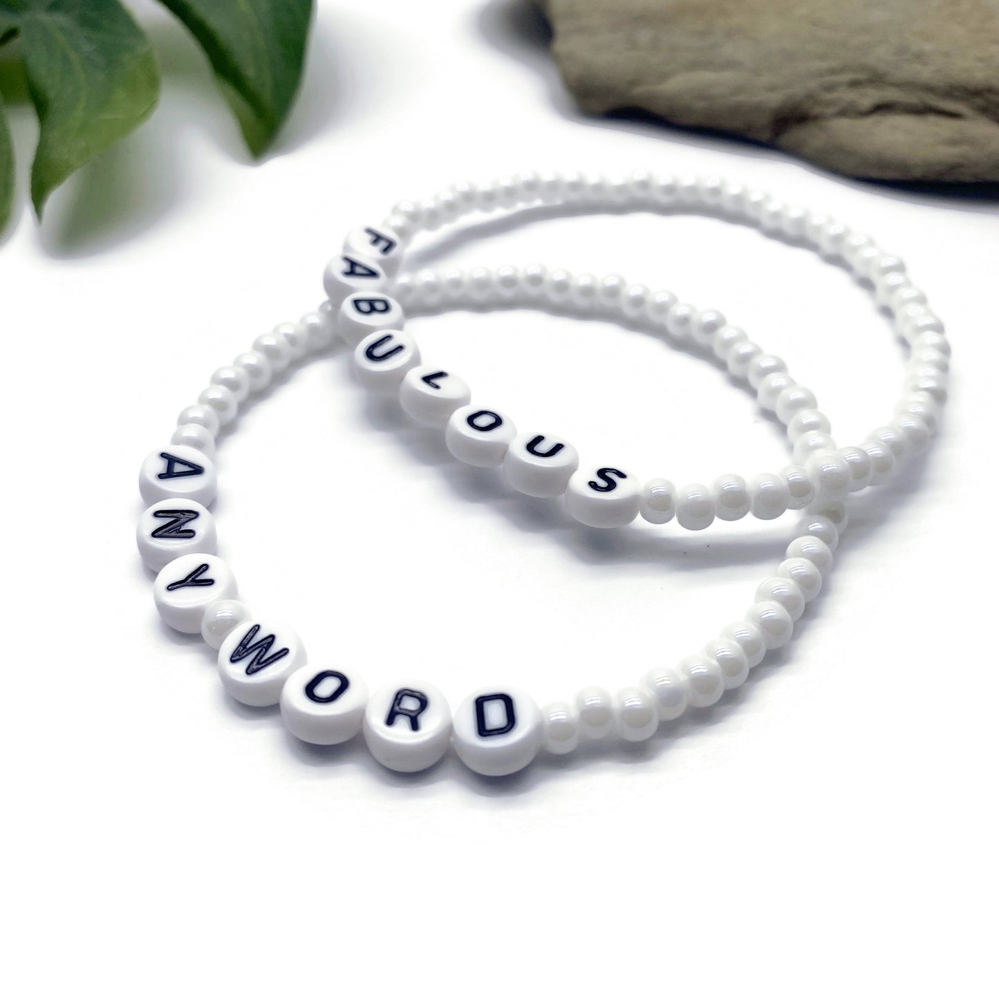 PERSONALISED Bead Bracelet - White Seed Beads