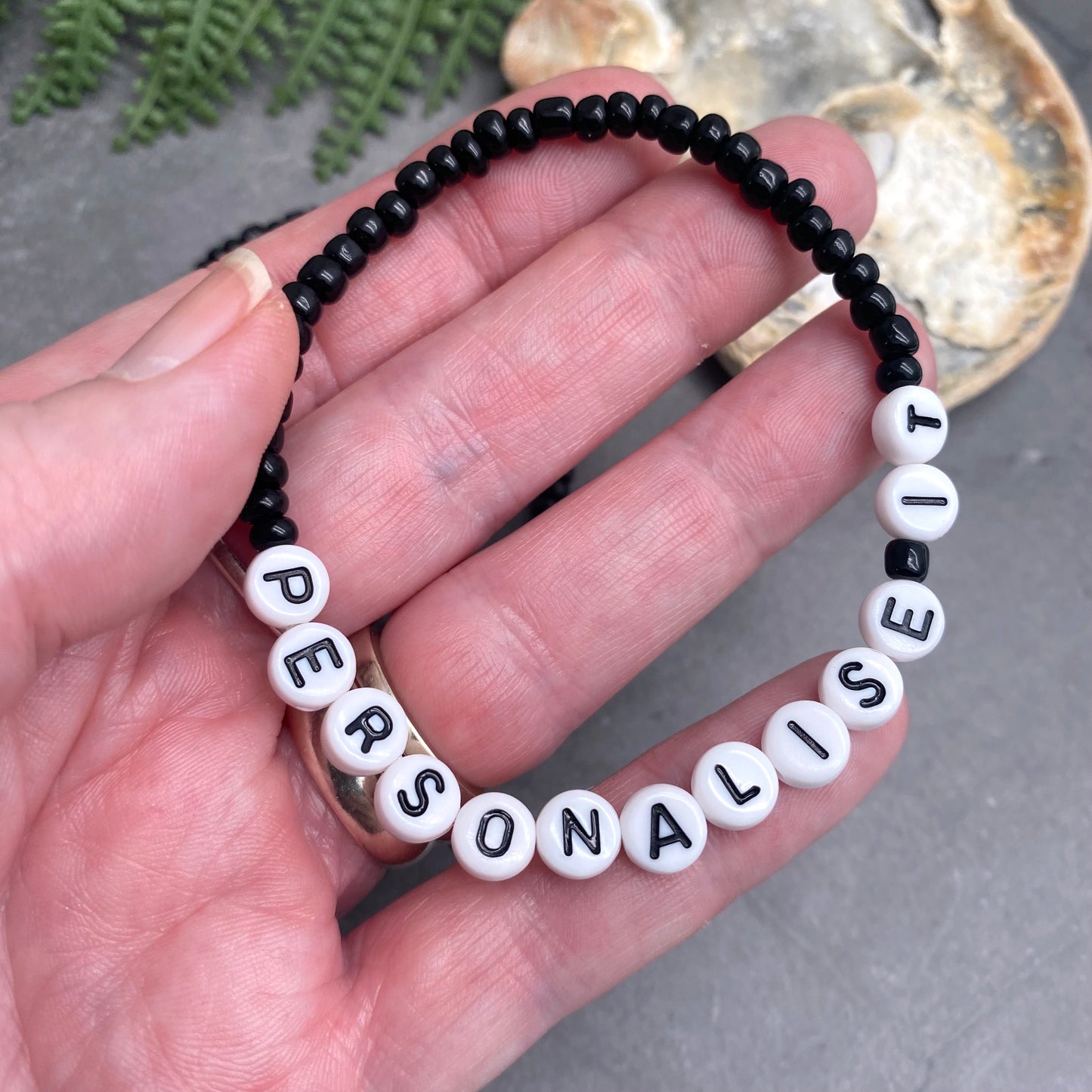 PERSONALISED Bead Bracelet - Black Seed Beads