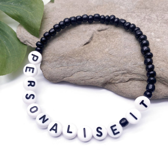 PERSONALISED Bead Bracelet - Black Seed Beads