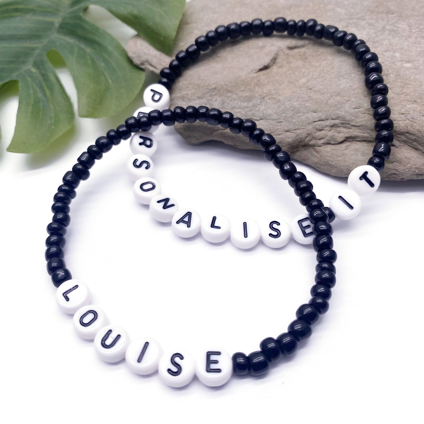 PERSONALISED Bead Bracelet - Black Seed Beads