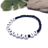 PERSONALISED Bead Bracelet - Black Seed Beads