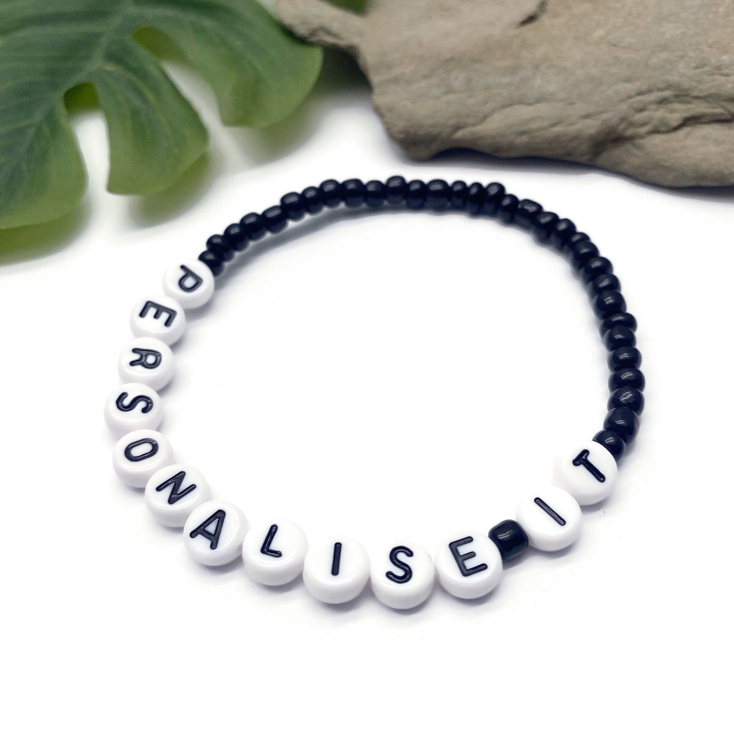 PERSONALISED Bead Bracelet - Black Seed Beads