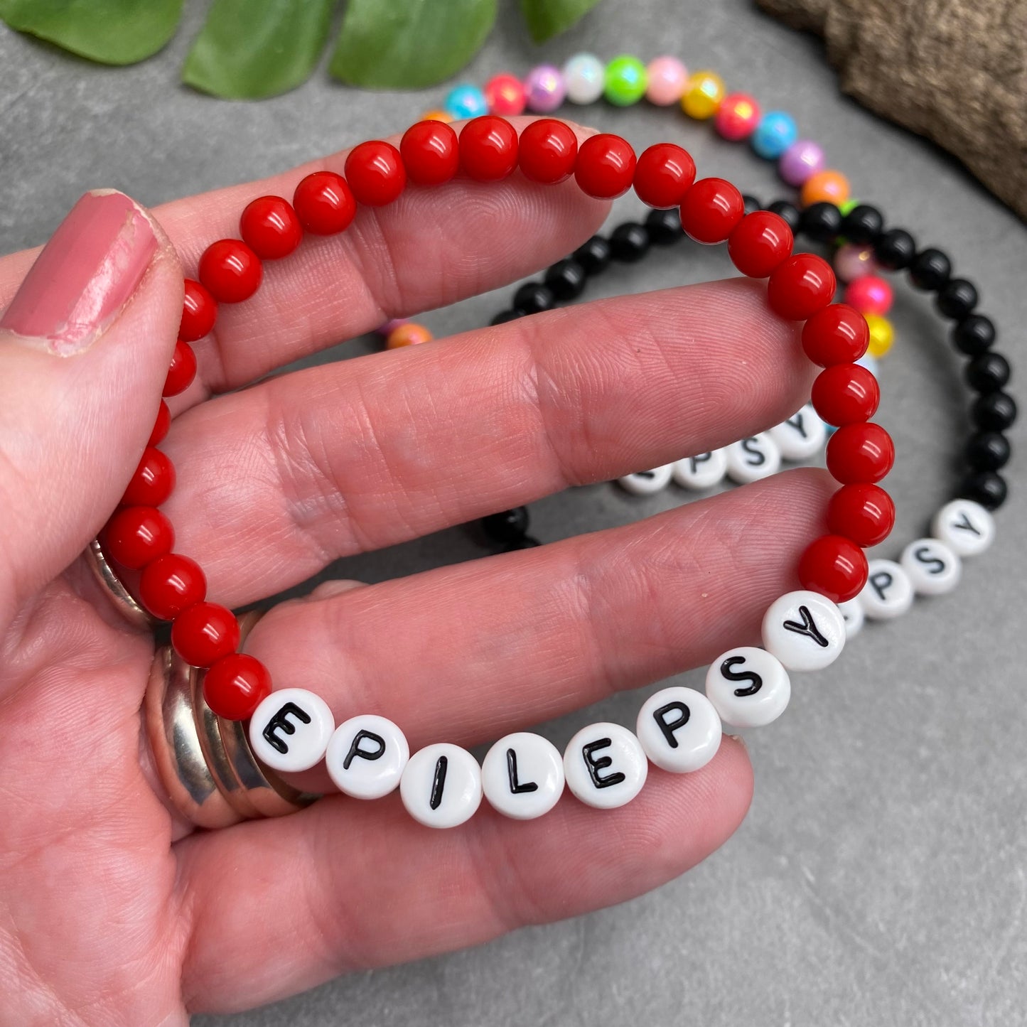 EPILEPSY Medical Alert Bracelet - Acrylic Letter Beads