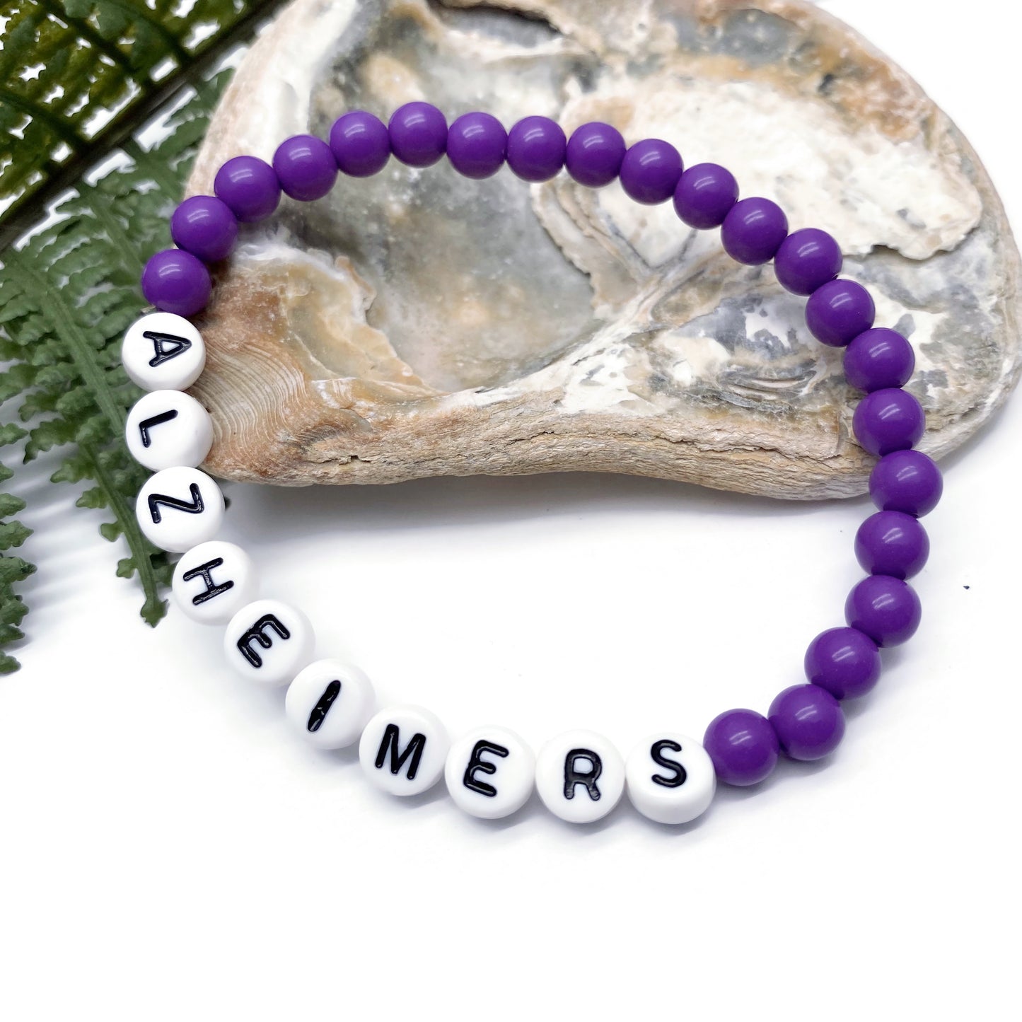 ALZHEIMERS Medical Alert Bracelet - Acrylic Letter Beads