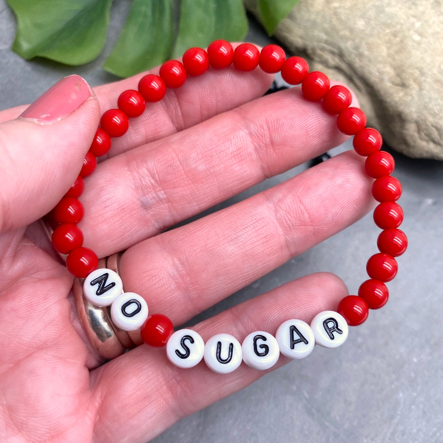NO SUGAR Medical Alert Bracelet - Acrylic Letter Beads