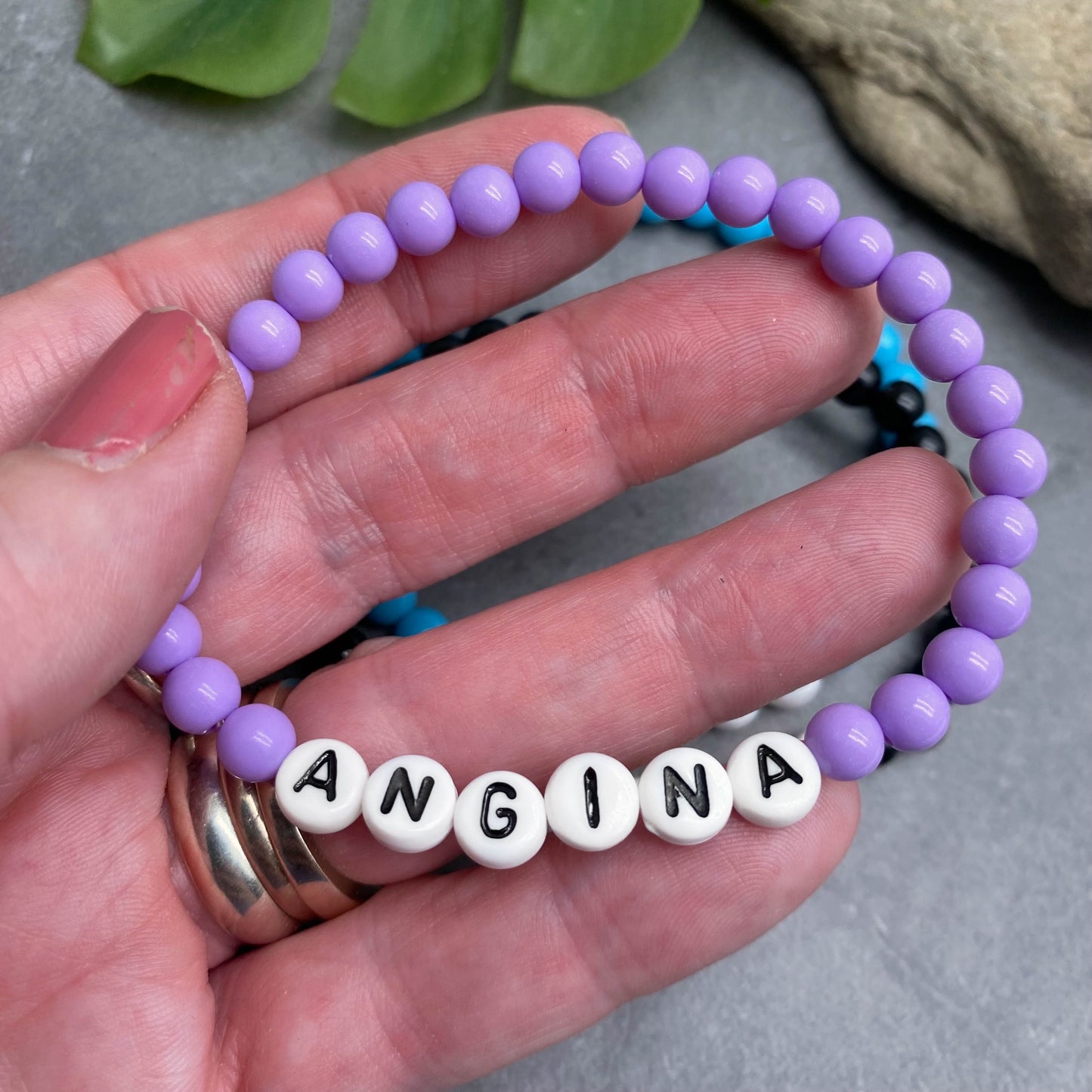 ANGINA Medical Alert Bracelet - Acrylic Letter Beads