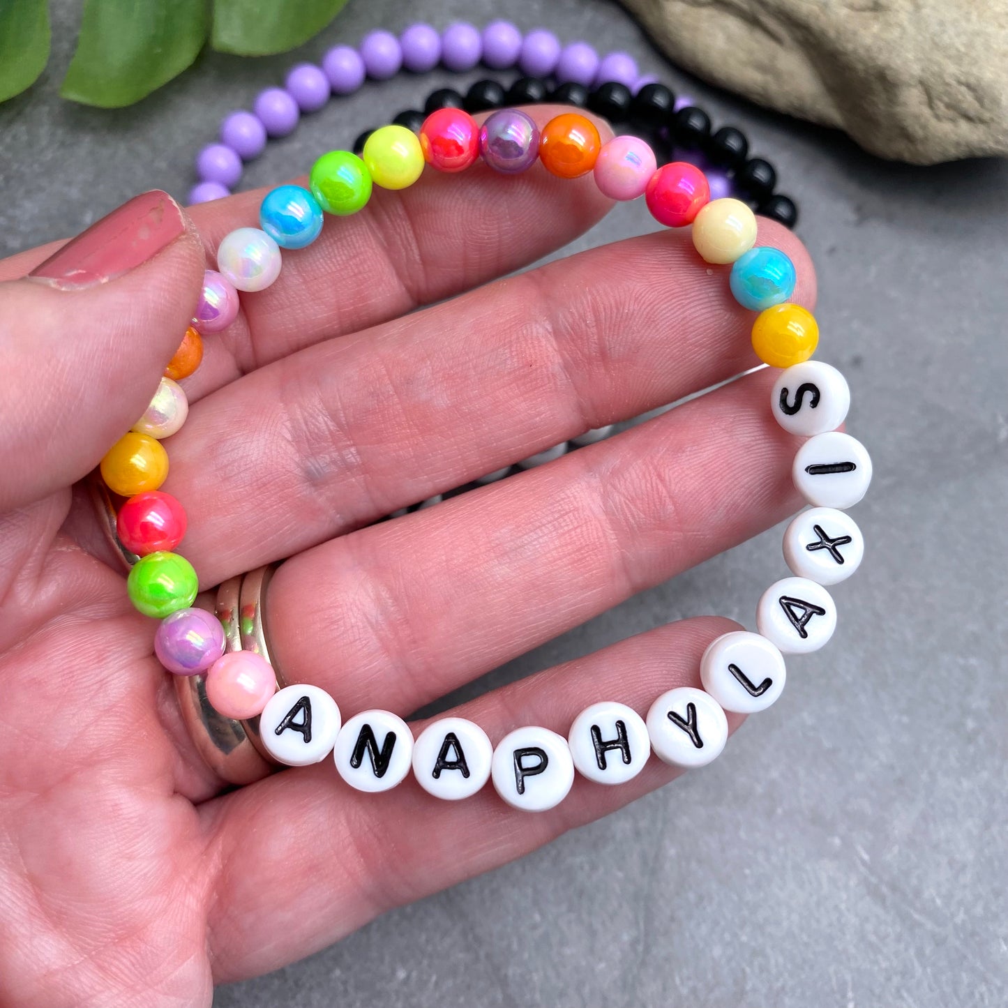 ANAPHYLAXIS Medical Alert Bracelet - Acrylic Letter Beads