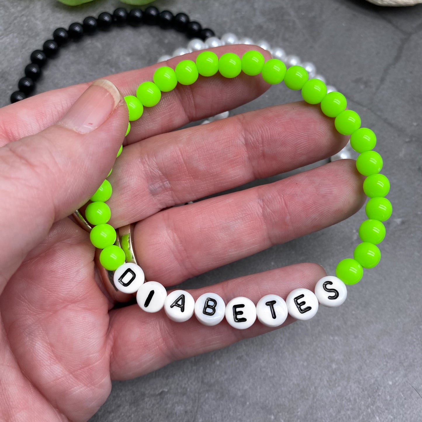 DIABETES Medical Alert Bracelet - Acrylic Letter Beads