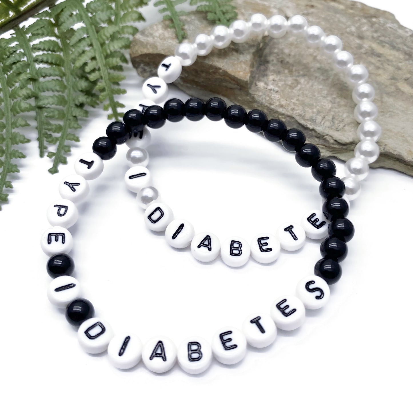 TYPE 1 DIABETES Medical Alert Bracelet - Acrylic Letter Beads