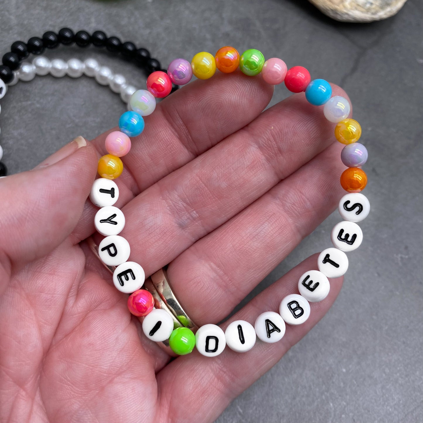 TYPE 1 DIABETES Medical Alert Bracelet - Acrylic Letter Beads