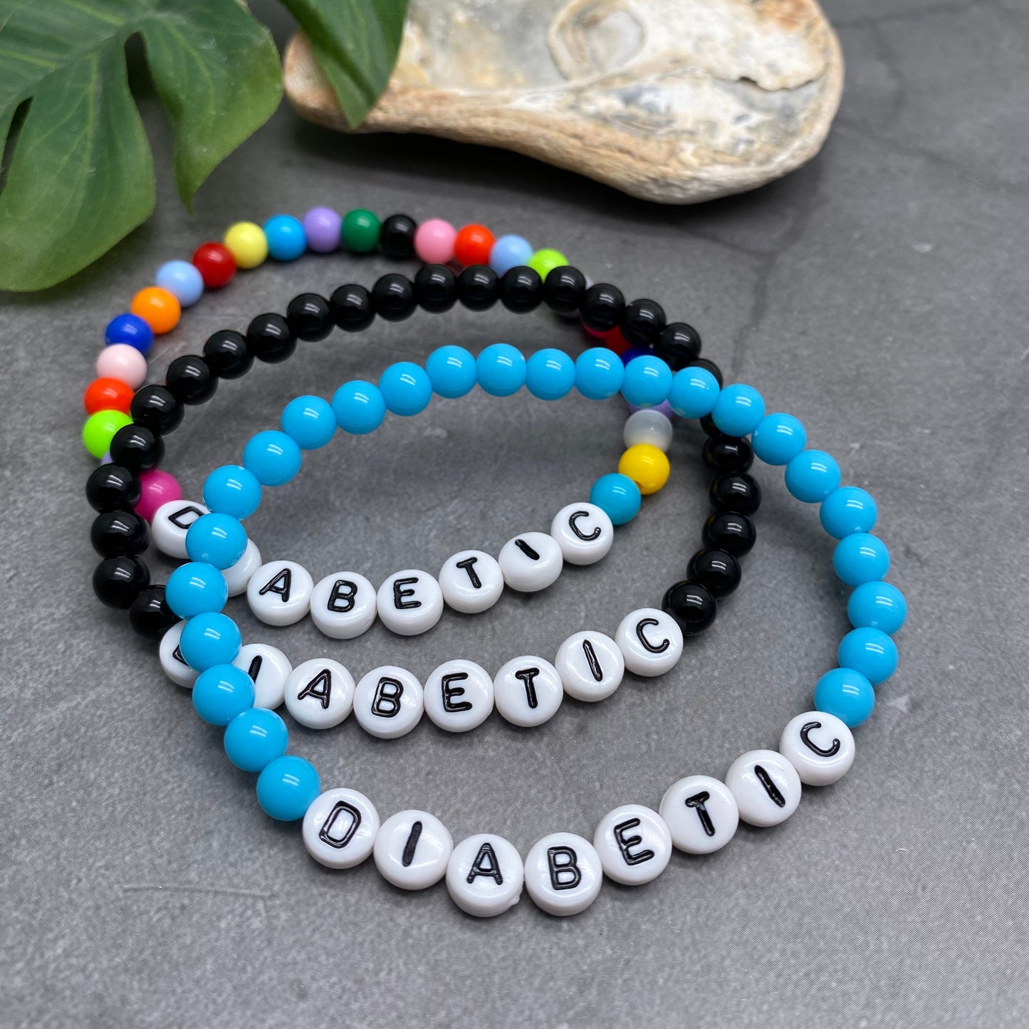 DIABETIC Medical Alert Bracelet - Acrylic Letter Beads